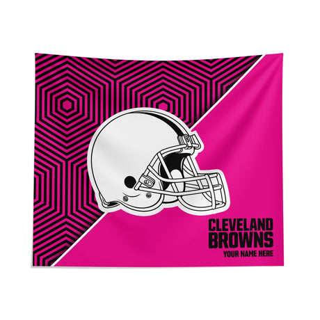 Pixsona Cleveland Browns Pink Implosion Tapestry | Personalized | Custom