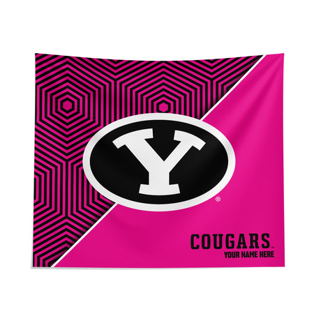 Pixsona Brigham Young Cougars Pink Implosion Tapestry | Personalized | Custom