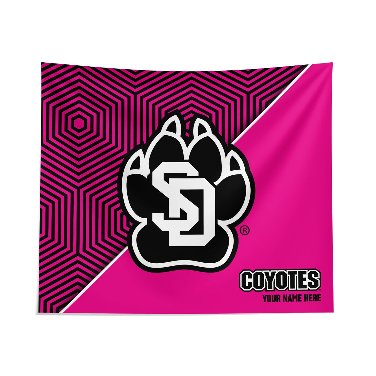 Pixsona South Dakota Coyotes Pink Implosion Tapestry | Personalized | Custom