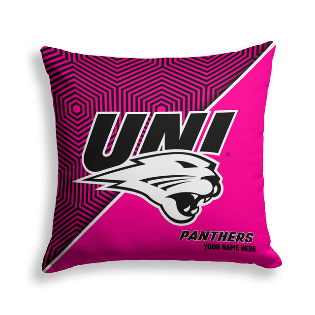 Pixsona Northern Iowa Panthers Pink Implosion Throw Pillow | Personalized | Custom