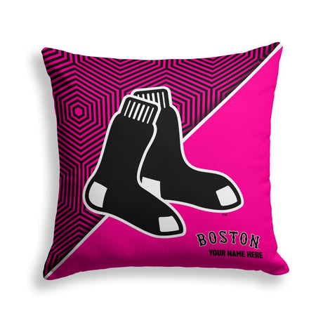 Pixsona Boston Red Sox Pink Implosion Throw Pillow | Personalized | Custom