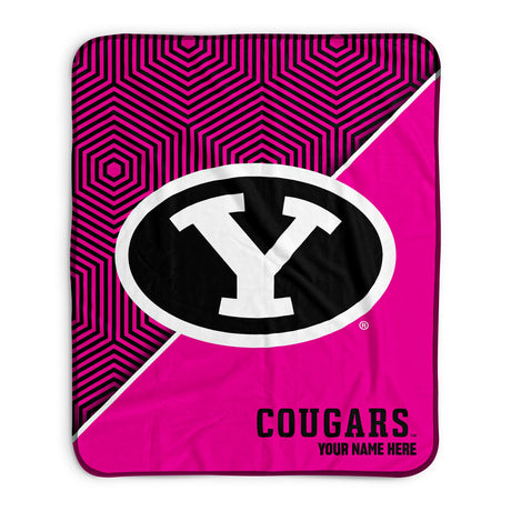 Pixsona Brigham Young Cougars Pink Implosion Pixel Fleece Blanket | Personalized | Custom