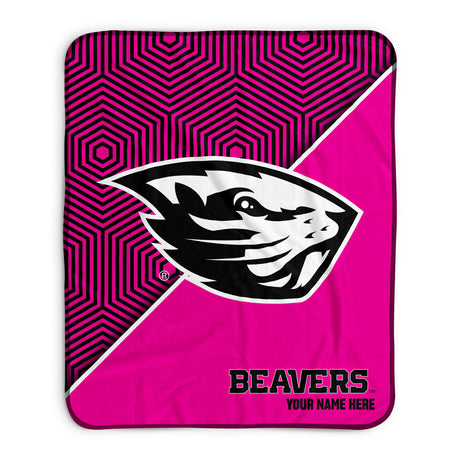 Pixsona Oregon State Beavers Pink Implosion Pixel Fleece Blanket | Personalized | Custom