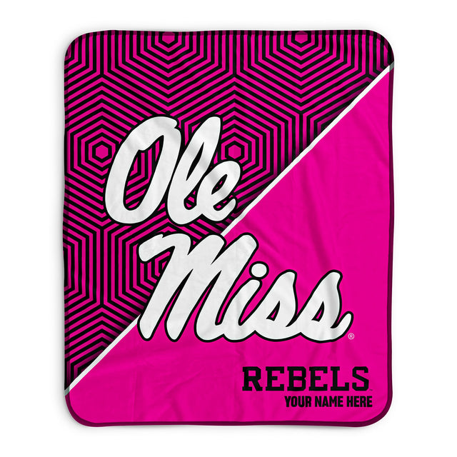 Pixsona Ole Miss Rebels Pink Implosion Pixel Fleece Blanket | Personalized | Custom