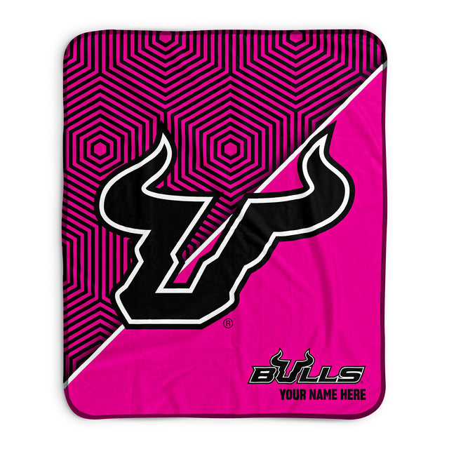 Pixsona South Florida Bulls Pink Implosion Pixel Fleece Blanket | Personalized | Custom