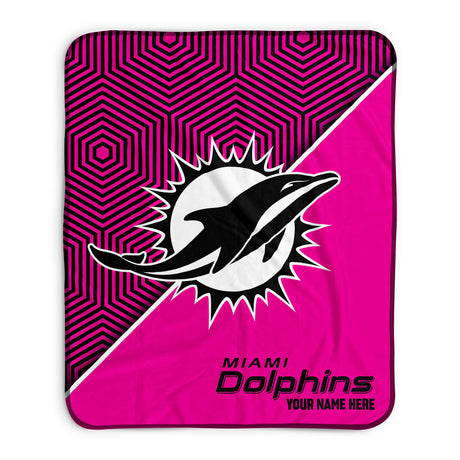 Pixsona Miami Dolphins Pink Implosion Pixel Fleece Blanket | Personalized | Custom