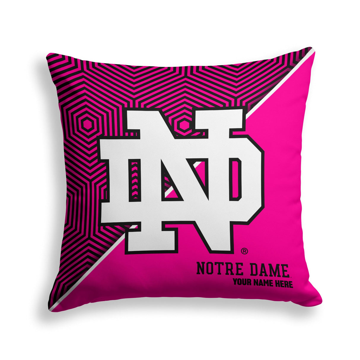 Pixsona Notre Dame Fighting Irish Pink Implosion Throw Pillow | Personalized | Custom