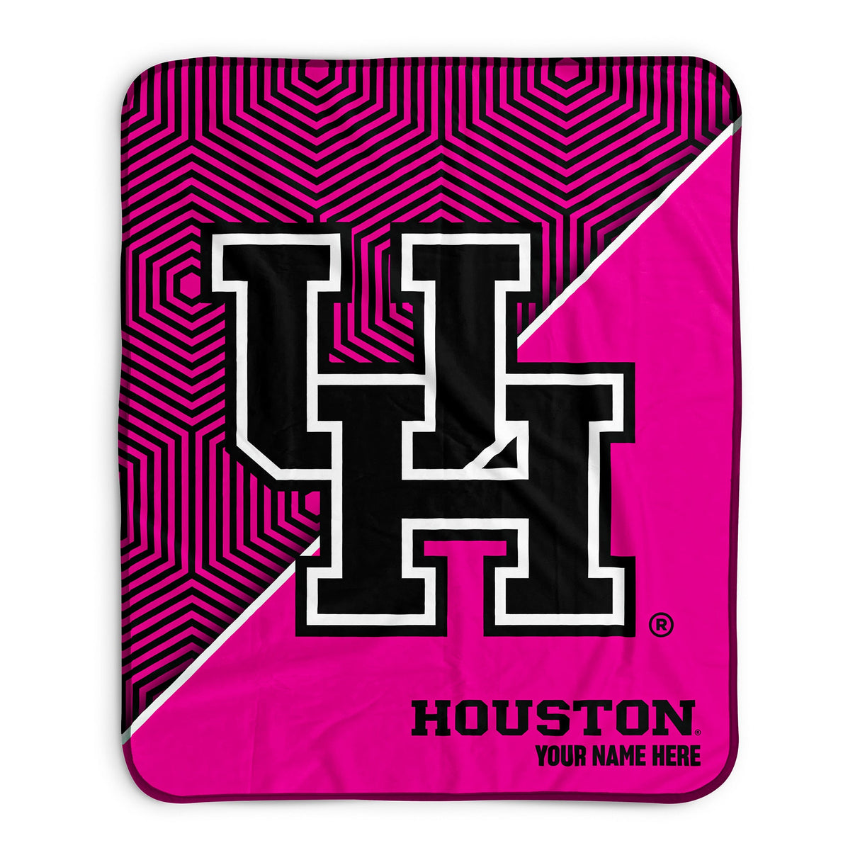 Pixsona Houston Cougars Pink Implosion Pixel Fleece Blanket | Personalized | Custom