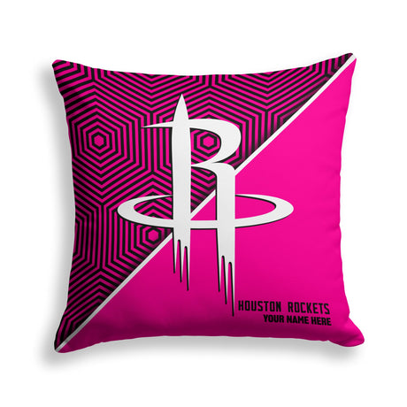 Pixsona Houston Rockets Pink Implosion Throw Pillow | Personalized | Custom