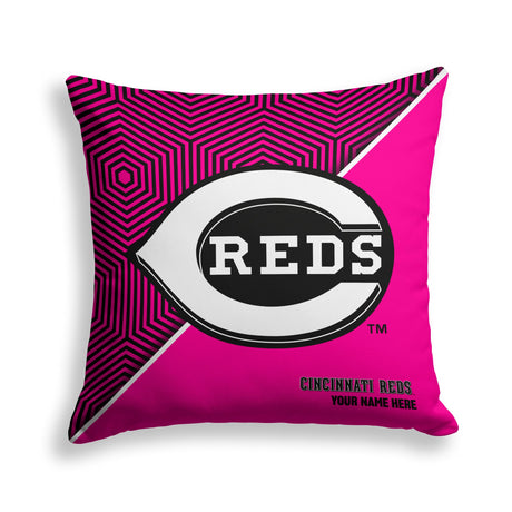 Pixsona Cincinnati Reds Pink Implosion Throw Pillow | Personalized | Custom