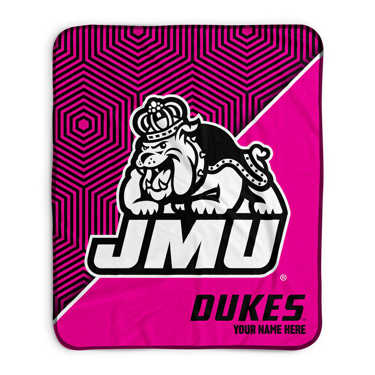 Pixsona James Madison Dukes Pink Implosion Pixel Fleece Blanket | Personalized | Custom