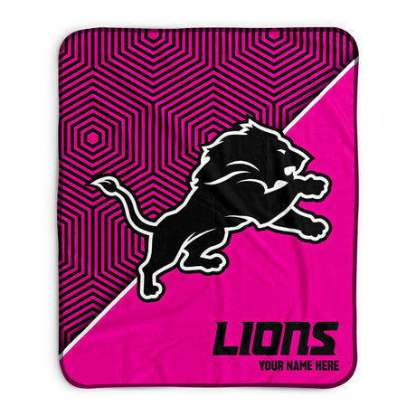 Pixsona Detroit Lions Pink Implosion Pixel Fleece Blanket | Personalized | Custom