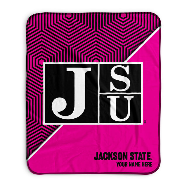 Pixsona Jackson State Tigers Pink Implosion Pixel Fleece Blanket | Personalized | Custom