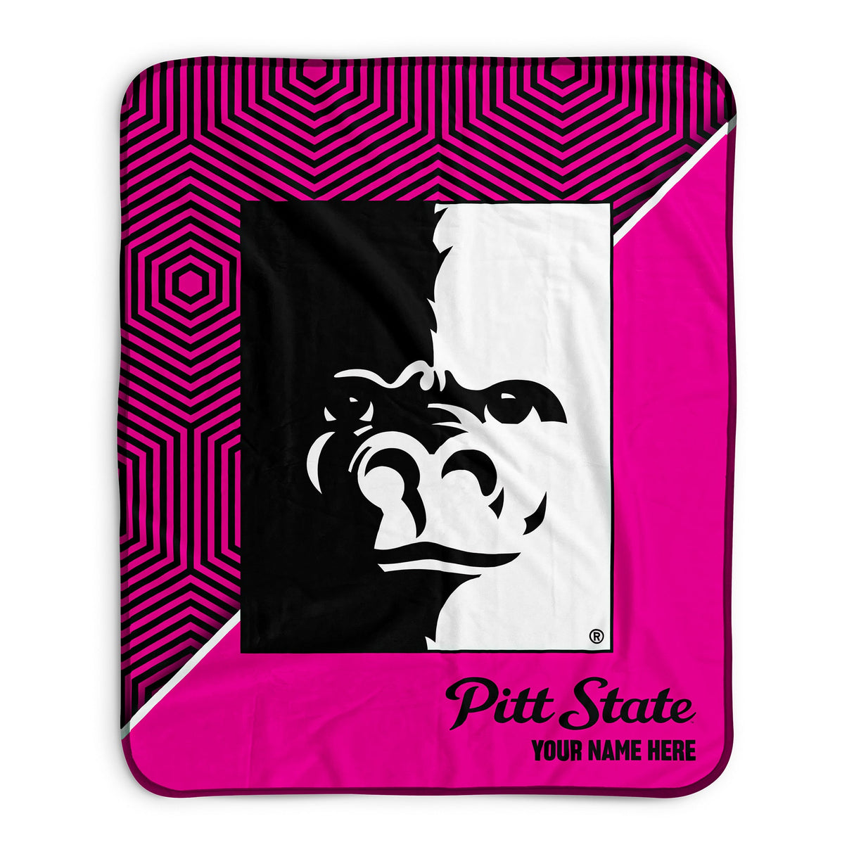 Pixsona Pittsburg State Gorillas Pink Implosion Pixel Fleece Blanket | Personalized | Custom