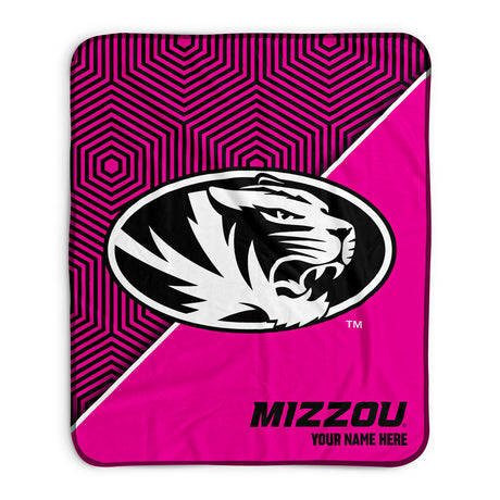 Pixsona Missouri Tigers Pink Implosion Pixel Fleece Blanket | Personalized | Custom