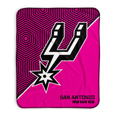 Pixsona San Antonio Spurs Pink Implosion Pixel Fleece Blanket | Personalized | Custom