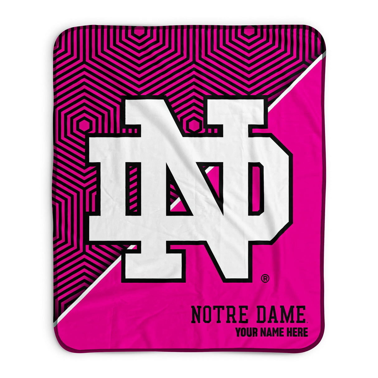 Pixsona Notre Dame Fighting Irish Pink Implosion Pixel Fleece Blanket | Personalized | Custom