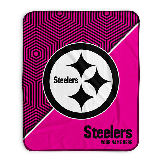 Pixsona Pittsburgh Steelers Pink Implosion Pixel Fleece Blanket | Personalized | Custom