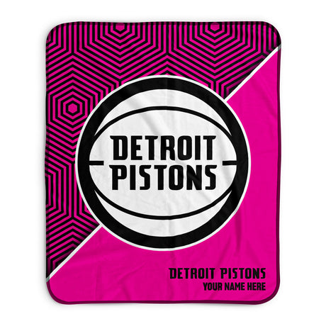 Pixsona Detroit Pistons Pink Implosion Pixel Fleece Blanket | Personalized | Custom