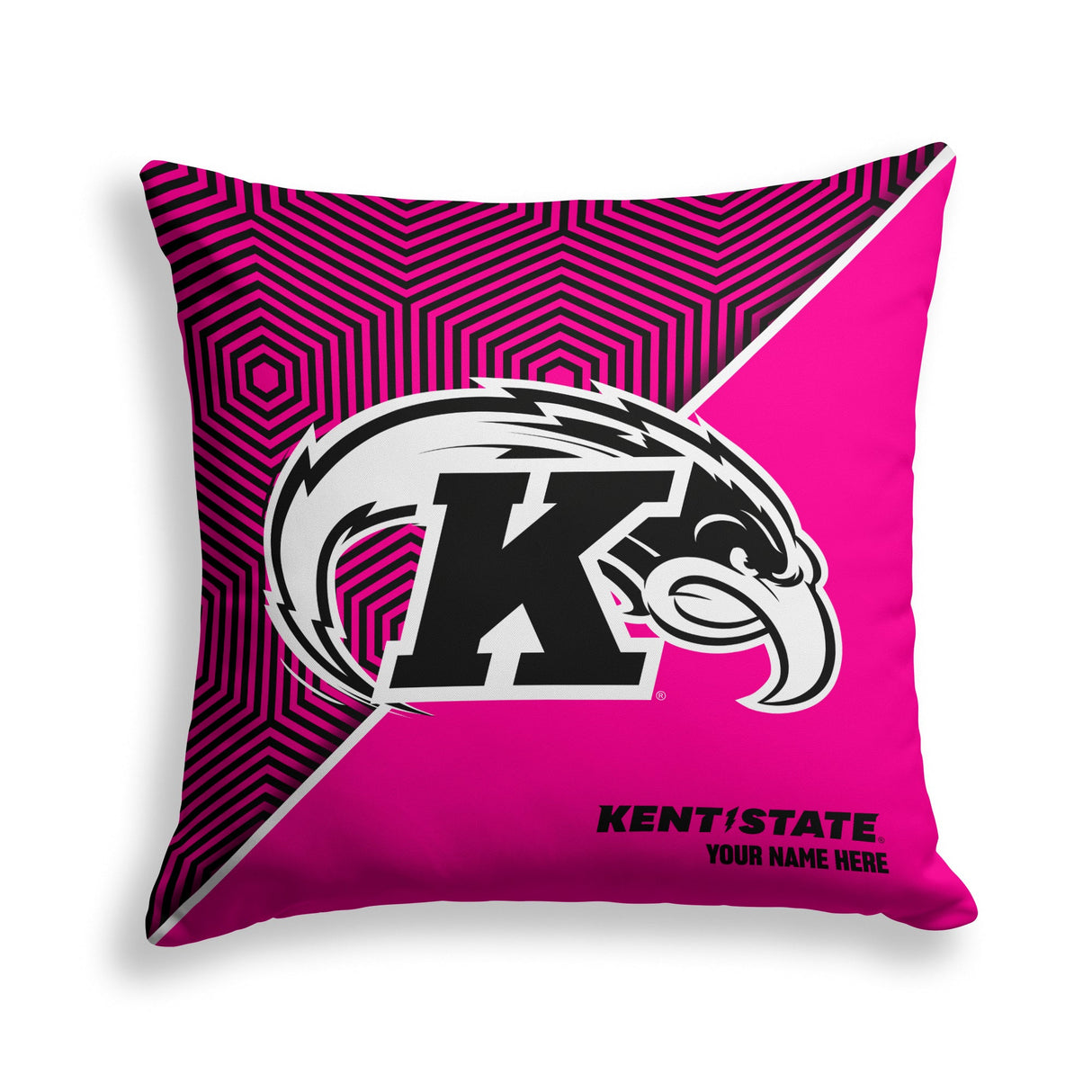 Pixsona Kent State Golden Flashes Pink Implosion Throw Pillow | Personalized | Custom