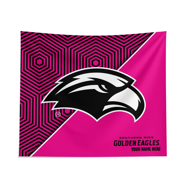 Pixsona Southern Miss Golden Eagles Pink Implosion Tapestry | Personalized | Custom