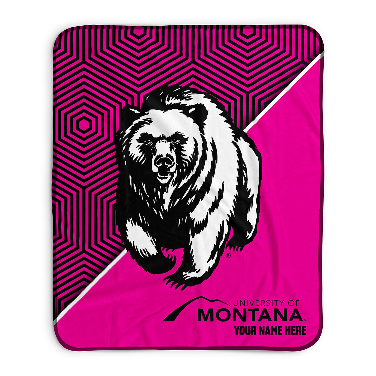 Pixsona Montana Grizzlies Pink Implosion Pixel Fleece Blanket | Personalized | Custom