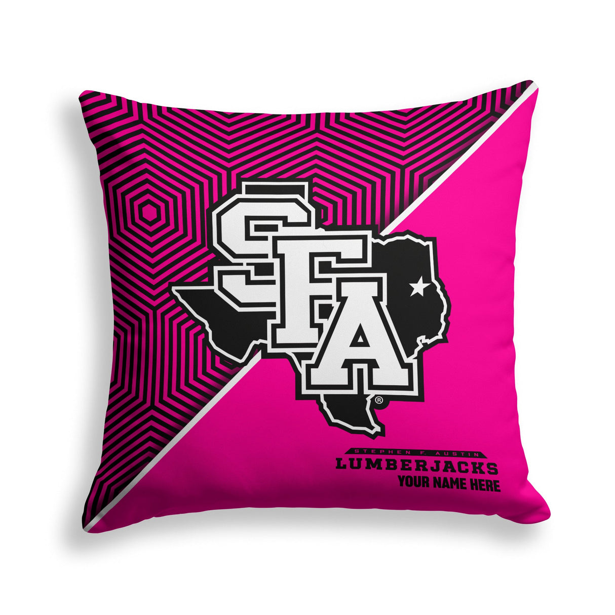 Pixsona Stephen F Austin Lumberjacks Pink Implosion Throw Pillow | Personalized | Custom