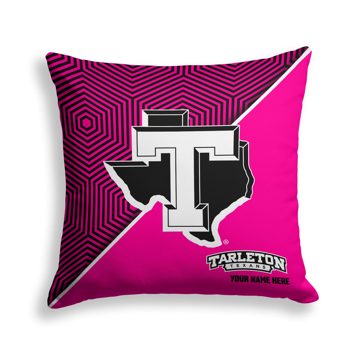 Pixsona Tarleton State Texans Pink Implosion Throw Pillow | Personalized | Custom