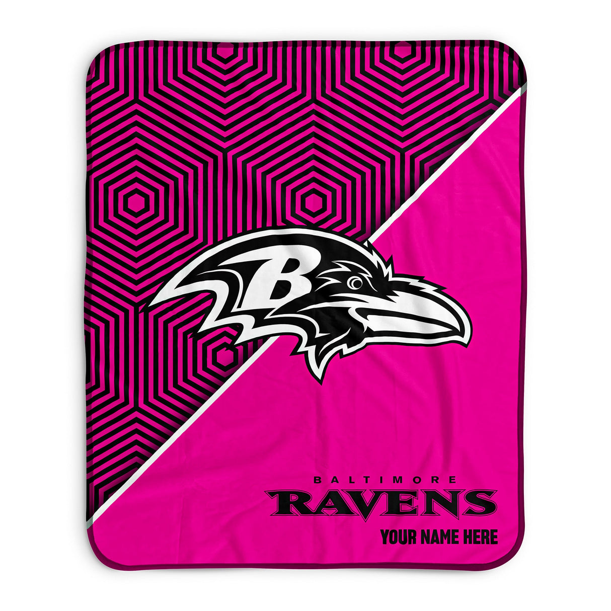 Pixsona Baltimore Ravens Pink Implosion Pixel Fleece Blanket | Personalized | Custom