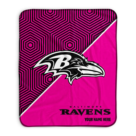 Pixsona Baltimore Ravens Pink Implosion Pixel Fleece Blanket | Personalized | Custom