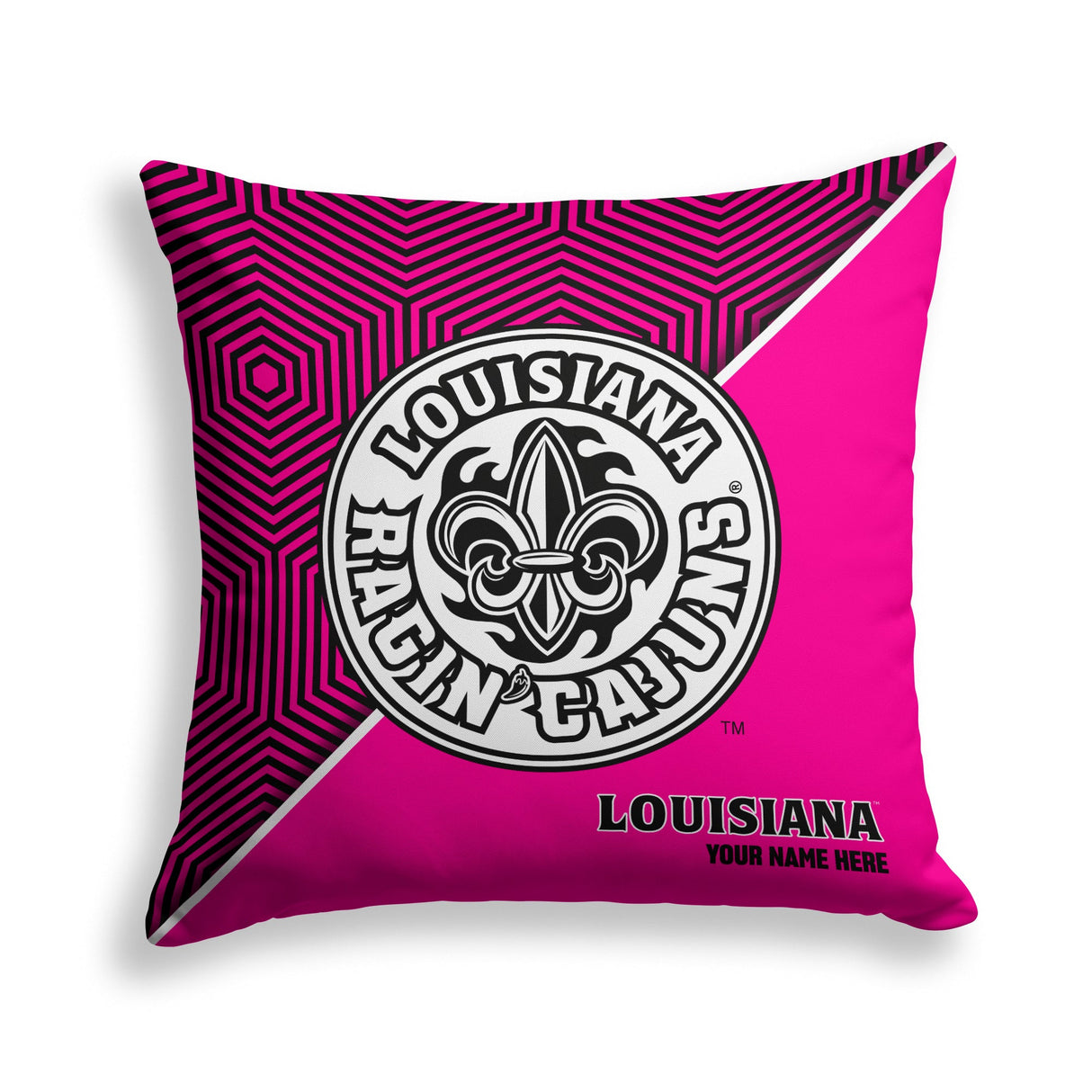 Pixsona Louisiana Lafayette Ragin Cajuns Pink Implosion Throw Pillow | Personalized | Custom