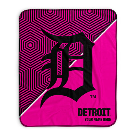 Pixsona Detroit Tigers Pink Implosion Pixel Fleece Blanket | Personalized | Custom