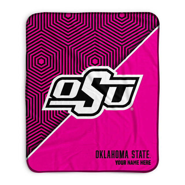 Pixsona Oklahoma State Cowboys Pink Implosion Pixel Fleece Blanket | Personalized | Custom