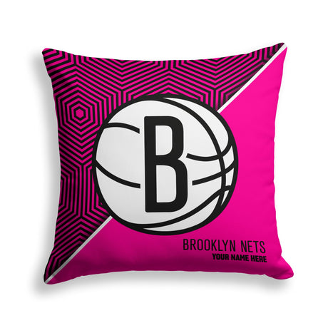 Pixsona Brooklyn Nets Pink Implosion Throw Pillow | Personalized | Custom