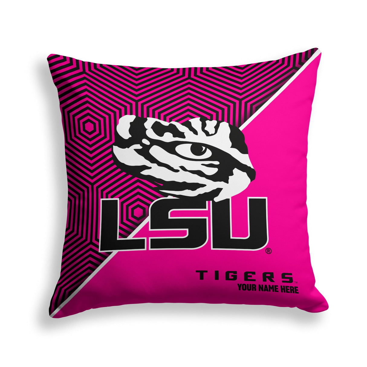 Pixsona LSU Tigers Pink Implosion Throw Pillow | Personalized | Custom