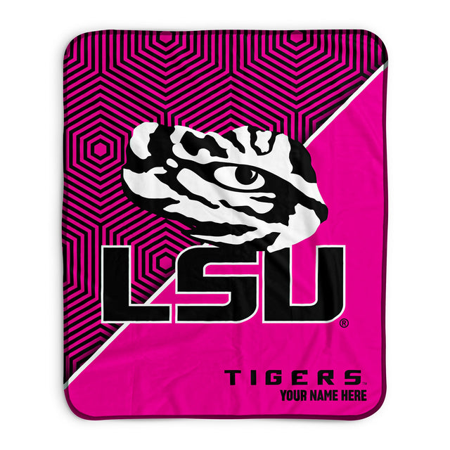 Pixsona LSU Tigers Pink Implosion Pixel Fleece Blanket | Personalized | Custom