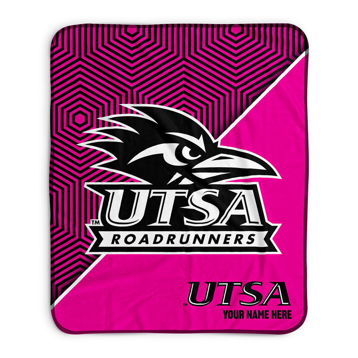 Pixsona UTSA Roadrunners Pink Implosion Pixel Fleece Blanket | Personalized | Custom