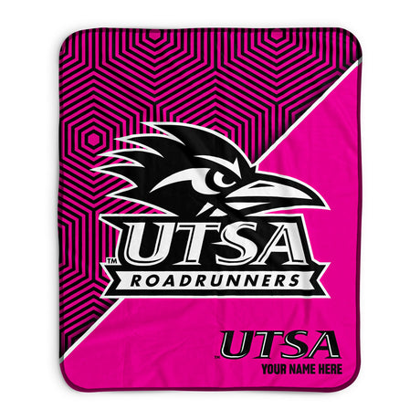 Pixsona UTSA Roadrunners Pink Implosion Pixel Fleece Blanket | Personalized | Custom