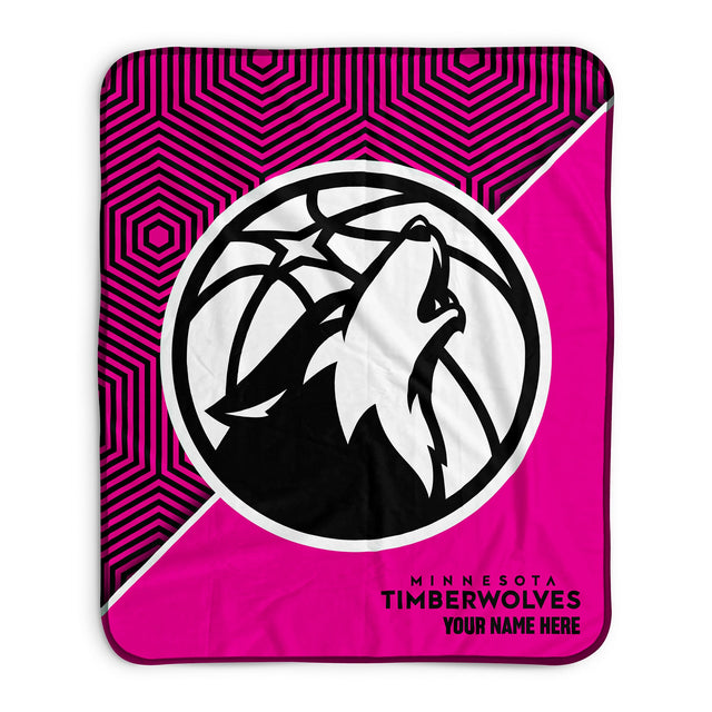 Pixsona Minnesota Timberwolves Pink Implosion Pixel Fleece Blanket | Personalized | Custom