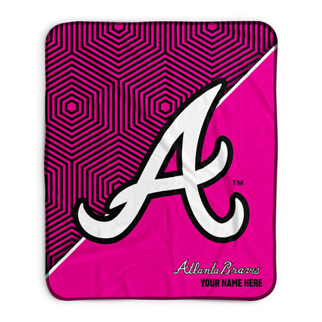 Pixsona Atlanta Braves Pink Implosion Pixel Fleece Blanket | Personalized | Custom