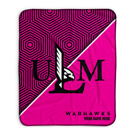 Pixsona Louisiana Monroe Warhawks Pink Implosion Pixel Fleece Blanket | Personalized | Custom