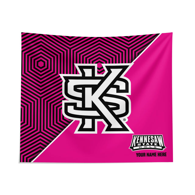 Pixsona Kennesaw State Owls Pink Implosion Tapestry | Personalized | Custom