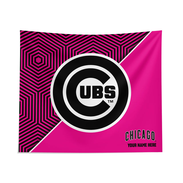 Pixsona Chicago Cubs Pink Implosion Tapestry | Personalized | Custom