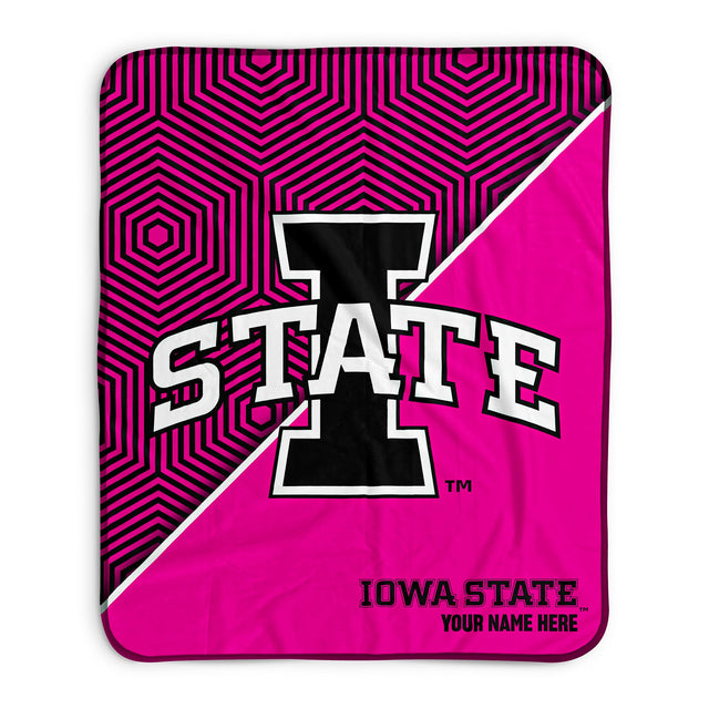 Pixsona Iowa State Cyclones Pink Implosion Pixel Fleece Blanket | Personalized | Custom