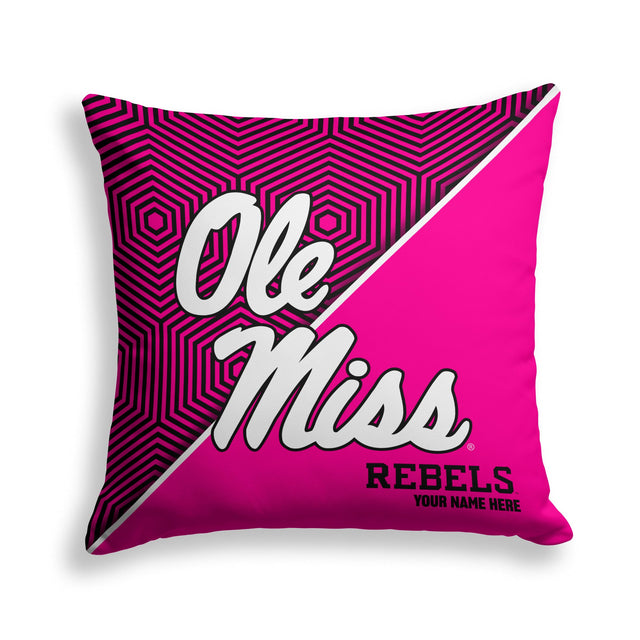 Pixsona Ole Miss Rebels Pink Implosion Throw Pillow | Personalized | Custom