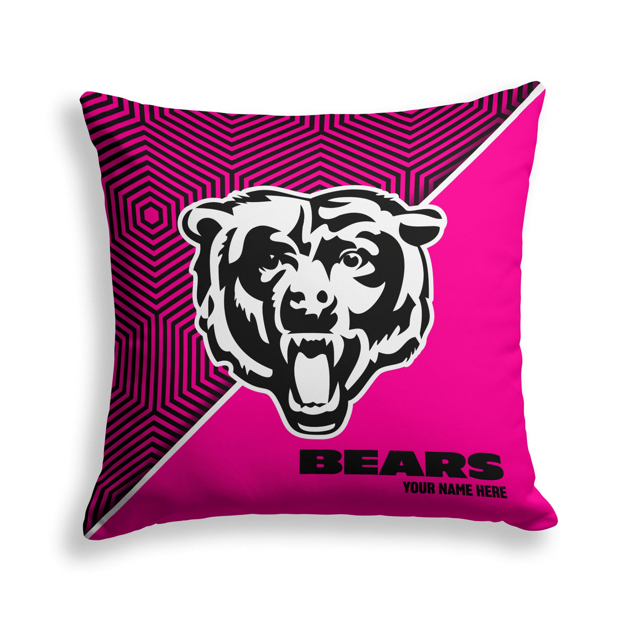 Pixsona Chicago Bears Pink Implosion Throw Pillow | Personalized | Custom