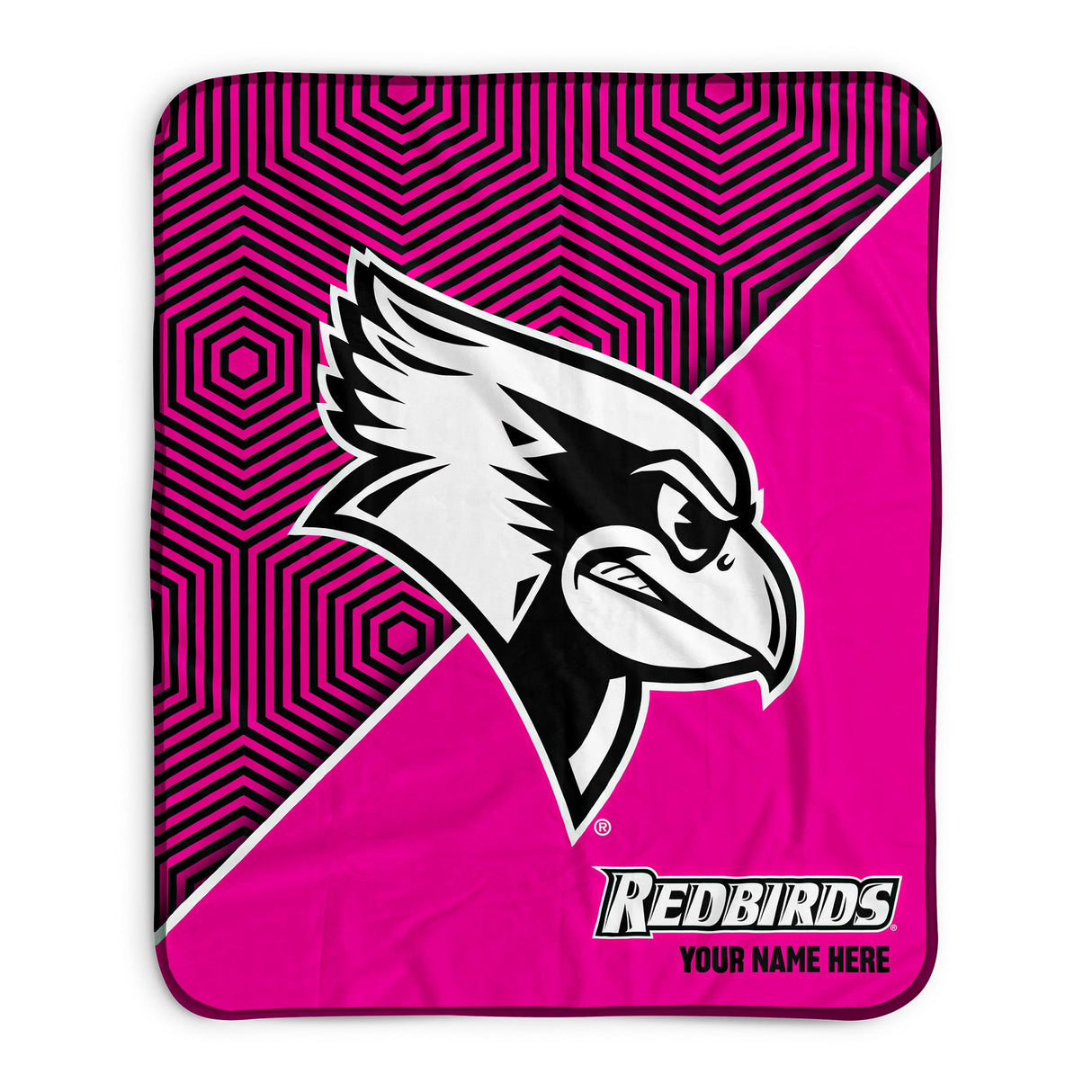 Pixsona Illinois State Redbirds Pink Implosion Pixel Fleece Blanket | Personalized | Custom