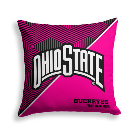 Pixsona Ohio State Buckeyes Pink Implosion Throw Pillow | Personalized | Custom