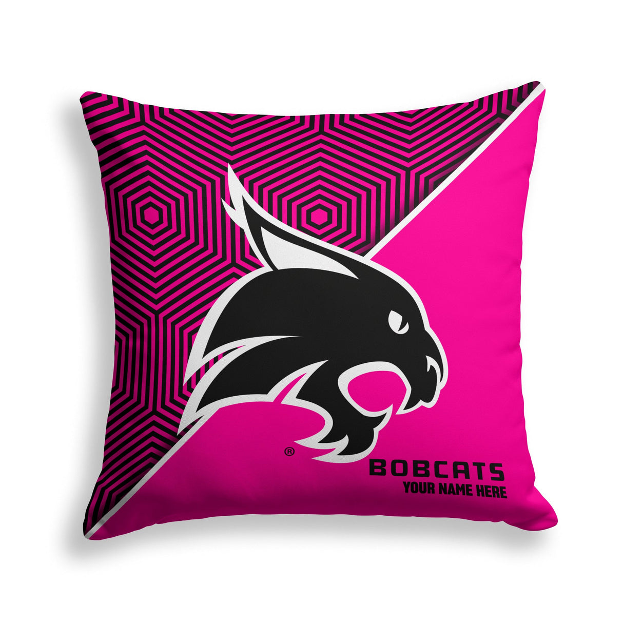 Pixsona Texas State Bobcats Pink Implosion Throw Pillow | Personalized | Custom