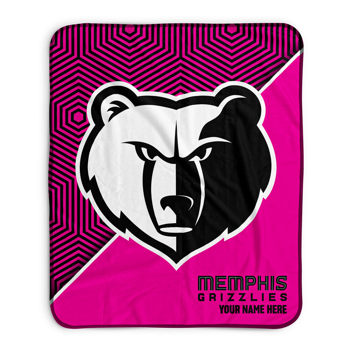 Pixsona Memphis Grizzlies Pink Implosion Pixel Fleece Blanket | Personalized | Custom